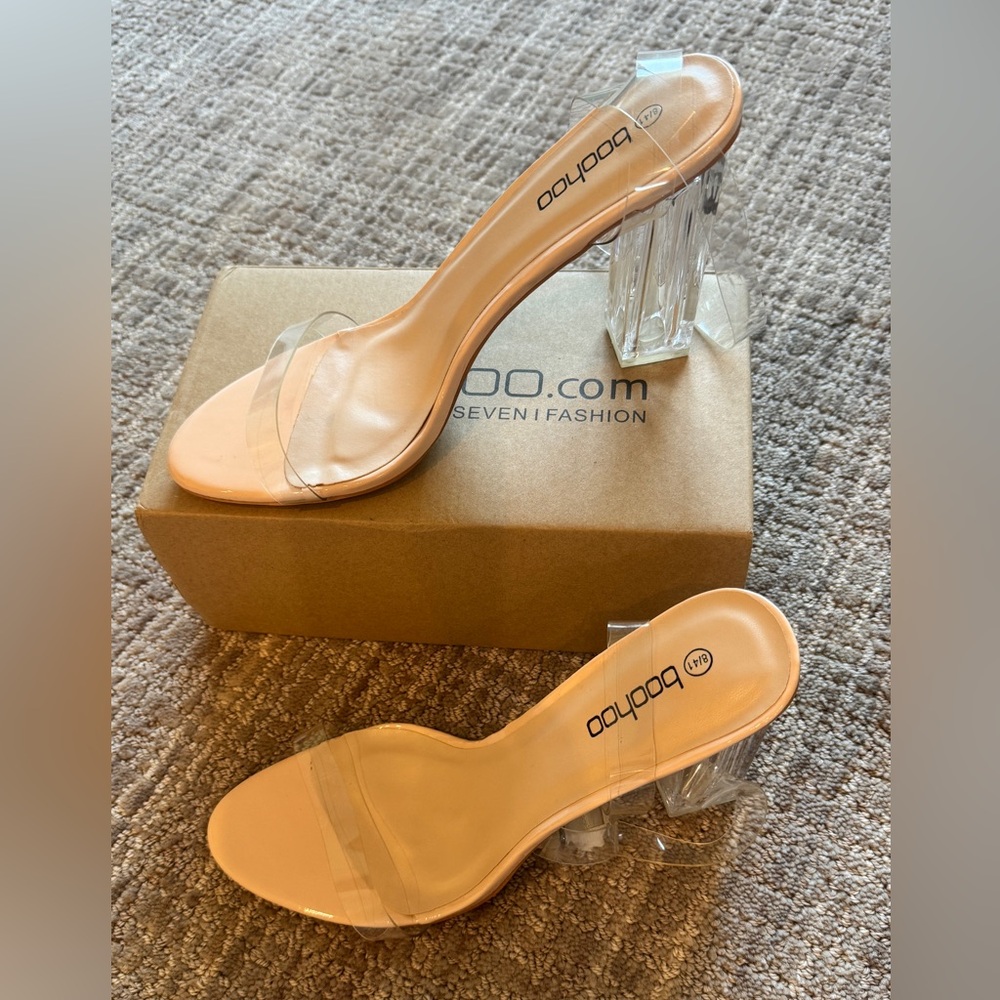 New in box Cinderella transparent nude heels